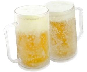 Beer Mug for Freezing: Frozen Mug ice Mug Cooling Mug 0.4 Litre 400 ml Drinking Glass with Cooling Battery for Permanently iced Drinks (2 Beerglasses)