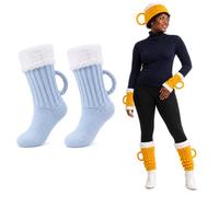 Beer Mug Socks Costume Set, 4-Piece 3D Knit Hat, Gloves, Leg Warmers | Soft Knit ,4-Piece Beer Mug Costume Set ,With 3D Foam Cuffs ,Stein Shape for Men, Women,Handles for Parties, Holiday Gifting