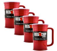 Beer Mug Stein with Handle - 24oz Unbreakable Large Glass Beer Mug for Freezer | Reusable, Big Grip Tumbler, Michelada Cup, Root Beer Float Glasses, Tarros para Cerveza, Dishwasher Safe Pack of 4
