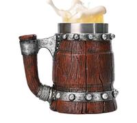 beer mug wooden barrel beer mug stainless steel beer mug 600ml bucket shaped coffee mug large capacity wooden barrel shape beer mug for whiskey and fro drinks