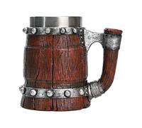 Beer Mug, Wooden Tankard Drink Vessel, Large Capacity Stein, Insulated Metal Interior, Artisan Handcrafted Design, Barbecue Enthusiast Gift, Ideal for Cold Warm Liquid Container