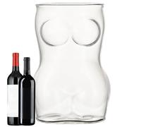 Beer Mugs for Freezer - 3.35 Inch Female Body Shaped, Sexy Reliable Curved Glasses, Thick Solid Glass, Ready-Made Chilled Drinks | Design For Beer Cocktails