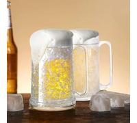 Beer Mugs for Freezer, Clear Double Wall Gel Frosty Ice Mugs with Gel, Plastic Frozen Beer Mug with Handle, Double Wall Insulated Plastic Glasses, Perfect Ice Cup for Home Party