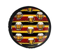 Beer Mugs German Flag Printed Leather Spare Tire Covers Sun Rain Universal Vehicle Tire Protector