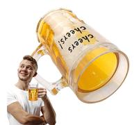Beer Mugs, Prank Beer Cup, 450ml Double-Walled Prank Novelty Drinking Cup for Home Dining Table Adults Backyard BBQ Festival Cocktail
