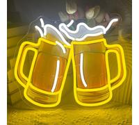 Beer Neon Light Sign, Beer Cheers LED Neon Sign for Wall Decor, USB Dimmable Beer Glass Neon Lights for Man Cave Beer Bar Pub Store Bedroom Restaurant Club Hotel Party Decor Gifts, 38.9 x 33cm