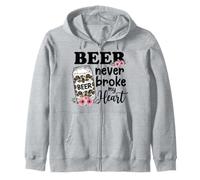 Beer Never Broke My Heart for a Beer Lady Lovers Zip Hoodie