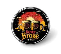 Beer Never Broke My Heart Round Lapel Pin Button Brooch Tie Badge Elegant Hat Clothing Jewelry Accessories
