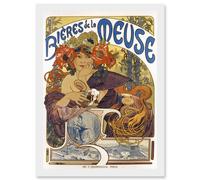 Beer Of The Meuse Paris France Vintage A4 Artwork Framed Wall Art Print Artery8 White One Size