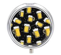 Beer Pill Organizer Round Pill Box Travel Pill Case Medicine Organizer for Pocket Purse
