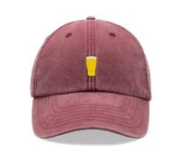 Beer Pint Glass Baseball Cap Vintage Washed Unisex Dad Hat Low Profile Adjustable IPA Ale Lager Drinker Red