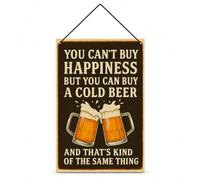 Beer Plaque, Funny Bar Signs For Home Bar, YOU CAN'T BUI HAPPINESS BUT YOU CAN BUY A COLD BEER Wall Art Decor, Man Cave Accessories, PVC Foam Board, Beer Gifts for Men