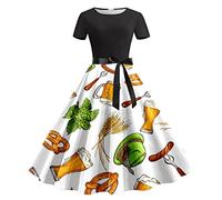 Beer Polish Folk Dress Plaid Oktoberfest Costume Women Bavarian Traditional Halloween Maid Clearance Short Sleeve Knee Length Vintage A Line Horn Swing Formal Ball Party Dress Skirt