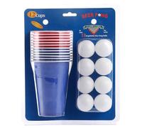 Beer Pong Cup Set with 12 Reusable Cups and 12 Table Tennis - Ideal for Drinking Games Parties Camping Weddings and Birthdays (B, 27.8x23x9.5cm)