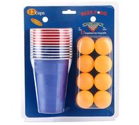 Beer Pong Cup Set with 12 Reusable Cups and 12 Table Tennis - Ideal for Drinking Games Parties Camping Weddings and Birthdays (A, 27.8x23x9.5cm)