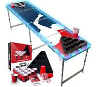 Beer Pong Official LED Table Set | Flash | 1 Table + 2 Racks + 22 Red Cups + 4 Balls | Official Dimensions | Party Games | OriginalCup