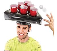 Beer Pong Set, Inflatable Beer Pong Hat, American Style Party Game inflatable for Adults, Eer Pong Game, Interactive Game Throwing Kids Toy for Stag Hen Birthday Night Out Bar Parties Black