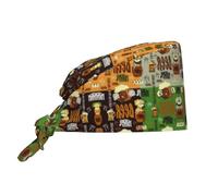 Beer Print Working Cap for Women Men Soft Breathable Adjustable Black One Size