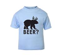 Beer Question Mark Bear Cross Deer Short Sleeve Cotton Kids t Shirt, 2-3 Years, Pastel Blue