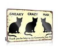 Beer Signs Metal Vintage Sneaky Crazy Mad Thank You For Helping Me Community Cats Tn. Tin Sign Dorm Door Sign Metal Tin Signs Funny(30X40CM)