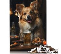 Beer-Sipping Dog Art Puzzle 300 Piece Adult Jigsaw Puzzle Puzzle for Adults And Teenager Jigsaw Puzzles for Adults Educational Game Challenge Toy 300pcs (40x28cm)