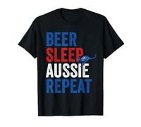 Beer Sleep Aussie Repeat Australia Roo Kangaroo Adult Kids T-Shirt