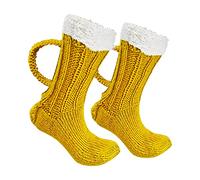 Beer Socks Winter Socks for Men Funny Knitted Socks for Men Beer Mug Slippers Socks with Handle Interesting Novelty Men's Socks for Holidays (Yellow)