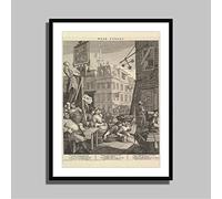 Beer Street by William Hogarth - Framed and Mounted Art Print - 11x14 (28x35.5cm) - Black Frame