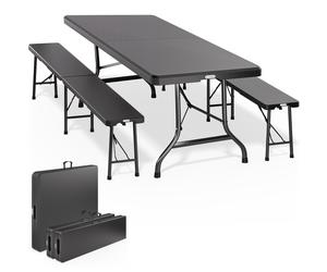 Beer Table and Bench set 3-piece plastic anthracite 180cm