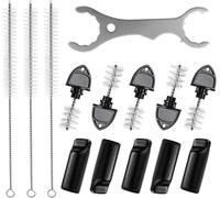 Beer Tap Cleaner Kit, 3pcs Long Cleaning Brushes 1pcs Beer Tap Wrench 5pcs Draft Beert Tap Plugs Brushes 5pcs Black Beer Faucet Cover, Universal Draft Beer Accessories for Kegerator Beer Tap