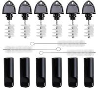 Beer Tap Cover Plug and Beer Faucet Brush Set, 6pcs Black Beer Tap Plug Brush & Beer Tap Covers 3pcs 200mm Long Cleaning Brush, Nylon Beer Tap Brush Spout Covers for Home Party Bar Restaurant