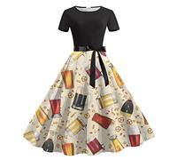 Beer Tavern Wench Costume Party Maid Plaid Outfit Women Traditional Oktoberfest Ladies Bavarian Sale Clearance Short Sleeve Knee Length Retro A Line Flared Swing Formal Prom Party Dress