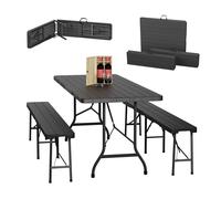 Beer Tent 3-Piece Folding Garden Furniture Set Table Bench Foldable Weatherproof