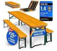 Beer tent set 220cm foldable set of 2 10 persons high load capacity solid wood