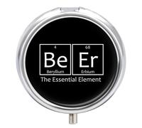 Beer The Essential Elements Round Pill Box Organiser 3 Compartment Portable Medicine Case