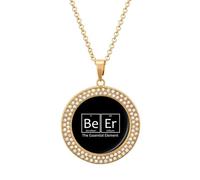 Beer The Essential Essss Fashion Necklace Chain Round Graphic Pendant with Diamond Jewellery Golden-style