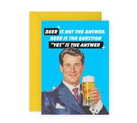 Beer Theme Greeting Card - Retro Humour Pint Design - Hilarious Drinking Card for Him, Boyfriend, Brother, Uncle, Grandad, Husband, Dad, Friend, Men, Guys, Lads, Mate, Bro - Comes with Stickers