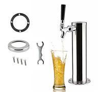 Beer Tower with Tap, Stainless Steel Beer Column, Dispenser with Faucet and Hose, Beer Kegerator Drinking, for Party Bar Home (1*Faucet,105 * 320mm)