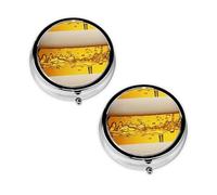 Beer Wallpaper Print Pill Box 3 Compartment Medicine Pill Case,Portable for Pocket Or Purse Pill Organizer Decorative Metal Medicine Vitamin Organizer Unique Gift