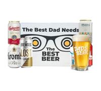 Beerhunter Premium Lager Beer "Best Dad" Gift Set - 5 Cans (4 x 330ml & 1 x 440ml) - Alhambra, Krombacher, Budvar, Cruzcampo & BrewDog Lost Lager - for Dad, Father's Day, Birthdays & Celebrations