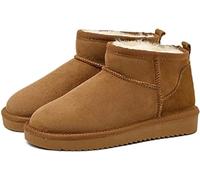 BeerMmay akistars Mini Boots for Women, Classic Ankle Boots with Fur Lined, Warm Winter Boots with Non-Slip Coating (Brown, EU 39)