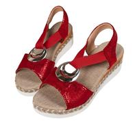 ANONTKY Comfortable Orthopedic Wedge Sandals - Women's Comfy Open Toe Ankle Strap Heels (Red,4)