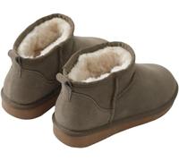 BeerMmay Mini Boots for Women, Classic Mini Ankle Boots with Fur Lined, Warm Fur Lined Winter Boots with Non-Slip Coating, khaki, 5 UK
