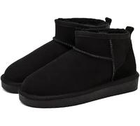BeerMmay Mini Boots for Women, Classic Mini Ankle Boots with Fur Lined, Warm Fur Lined Winter Boots with Non-Slip Coating, black, 6 UK