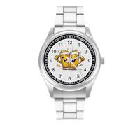 Beers Cheers to Victory Quartz Watch Stainless Steel Wrist Watches for Men Women Easy to Read