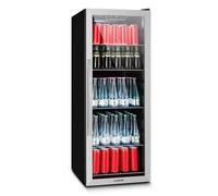Fridge Refrigerator Drinks Fridge Beverage Cooler Chiller 201L Glass Door Black [EEK: F]