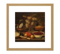 Beert Still Life Fruit 8X8 Inch Square Wooden Framed Wall Art Print Picture with Mount Artery8 Light Oak One Size