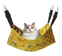Bees And Hives Monochrome Yellow Eye-Catching Bee Design Printed Pet Hammock - Sleeping Hammock For Cats, Rabbits, Ferrets, Puppies, Small Animals