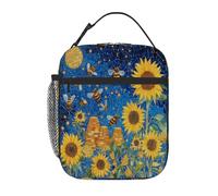 Bees and Sunflowers Lunch Box for Women Men Reusable Insulated Lunch Bag Large Capacity Lunchbox Cooler for Work Picnic Travel Bees and Sunflowers