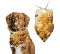 Bees and Sunflowers on Old Paper Dog Bandana Funny Triangle Dog Scarf Comfortable Pet Scarf Polyester Bib Handkerchief Soft Adjustable Puppy Bandanas Gift for Small to Large Girl Dog and Cat